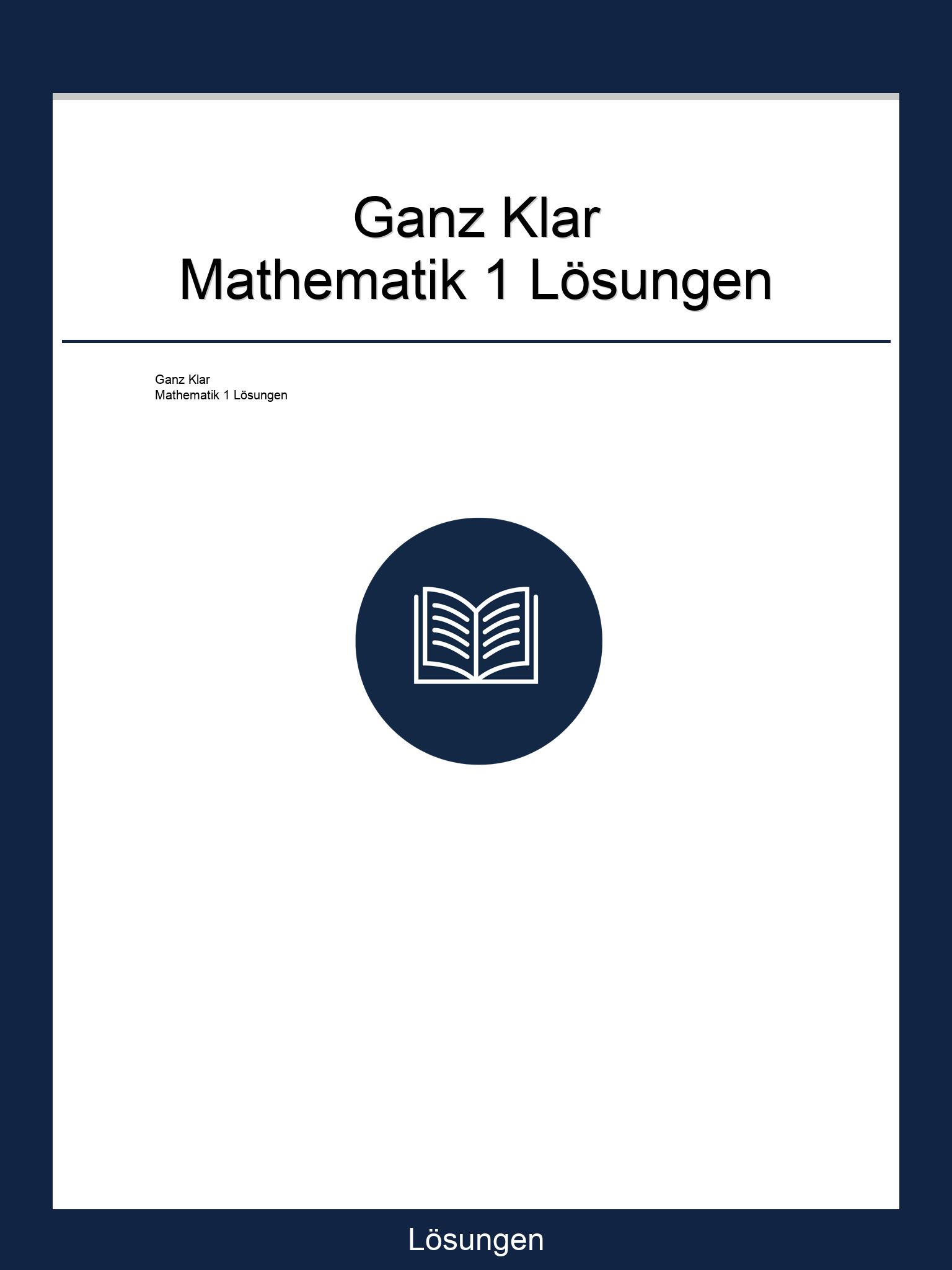 Ganz Klar Mathematik 1 Lösungen PDF