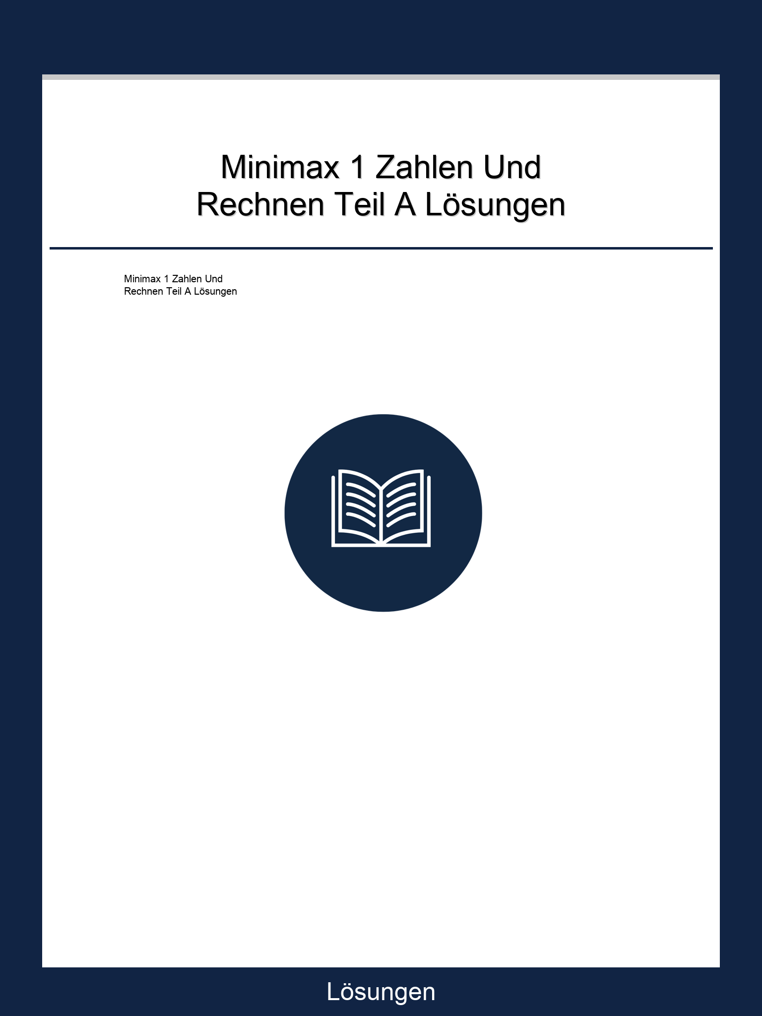Minimax 1 Zahlen Und Rechnen Teil A Lösungen PDF