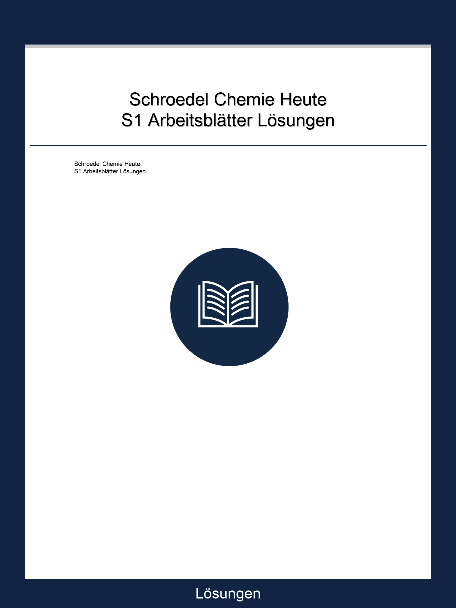 Schroedel Chemie Heute S1 Arbeitsblätter Lösungen